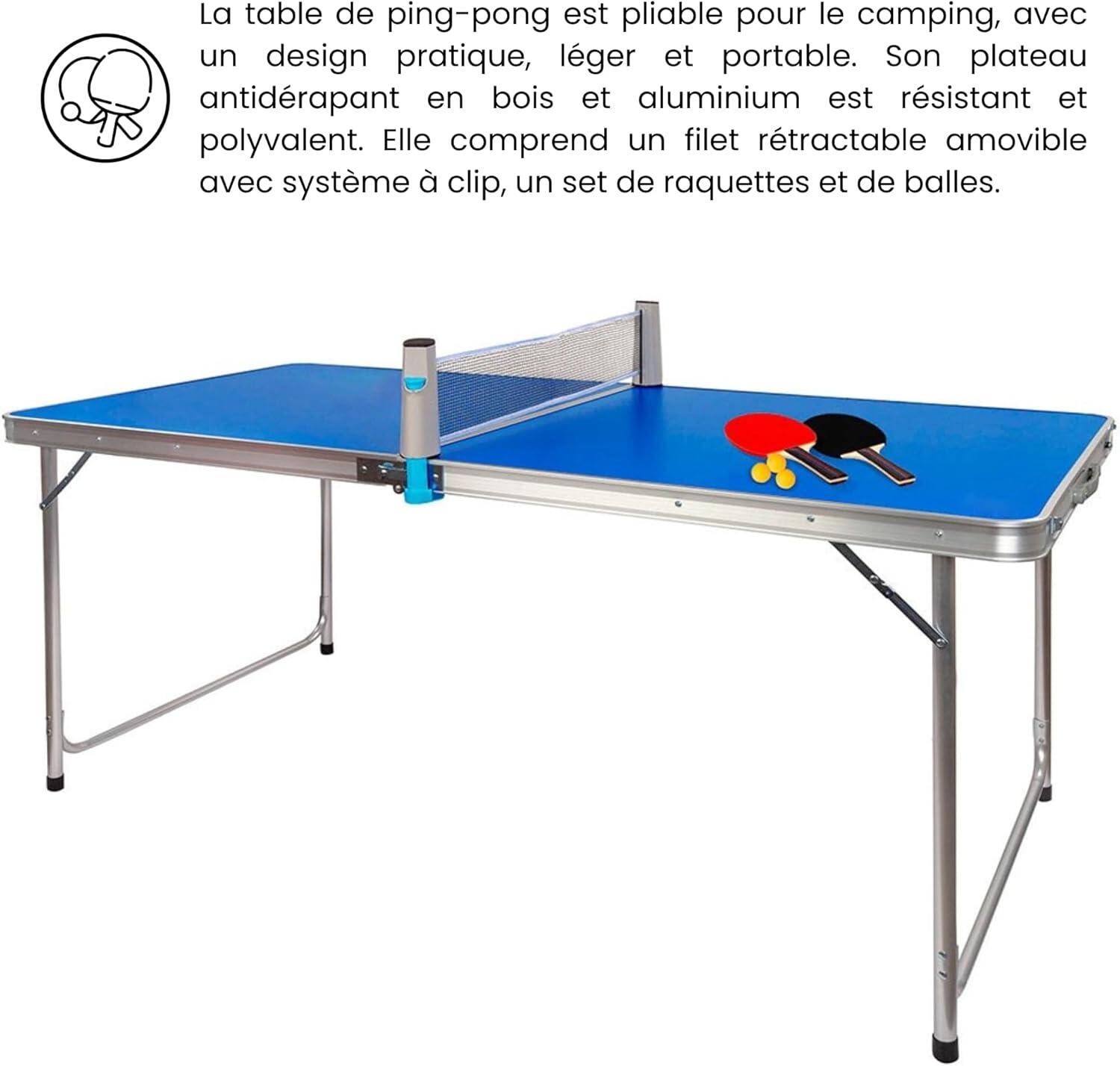 Mini table de ping-pong pliante – Extérieur et intérieur – 120 x 60 x 70 cm 2/5