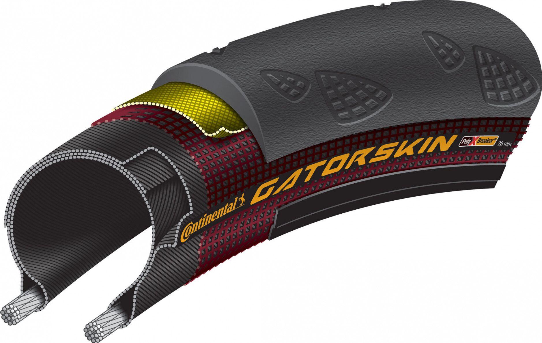 Neumático Continental Gatorskin 700 mm Tubetype Wired PolyX Breaker DuraSkin 3/4