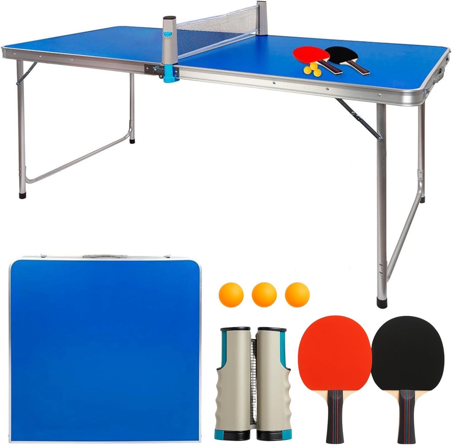 Mini table de ping-pong pliante – Extérieur et intérieur – 120 x 60 x 70 cm 1/5