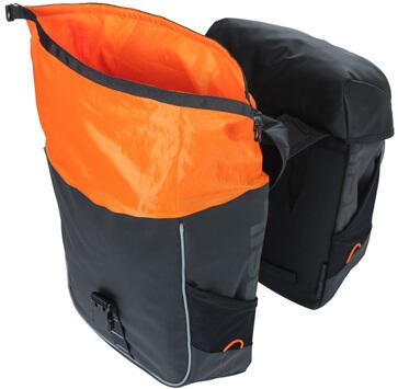 Basil dubbele fietstas Miles Tarpaulin zwart/oranje 34x16x43 cm 2/6