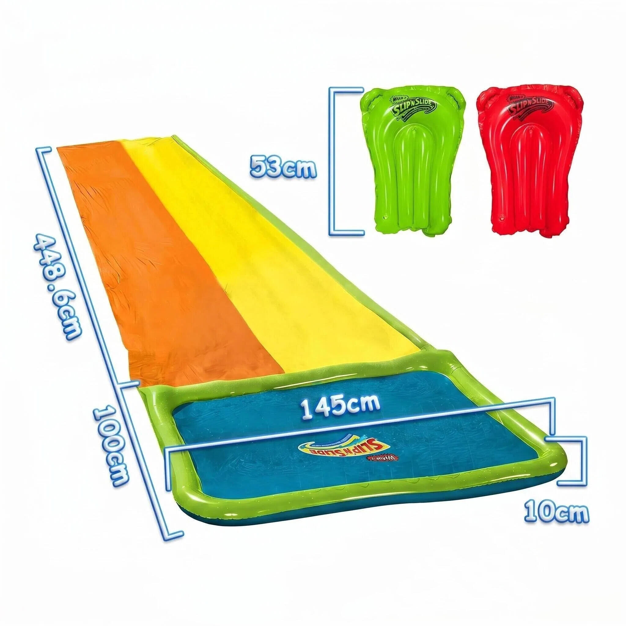 Slip N Slide Tobogán Acuático 5,5m Carril Doble con Piscina & Bodyboards 2 2/7