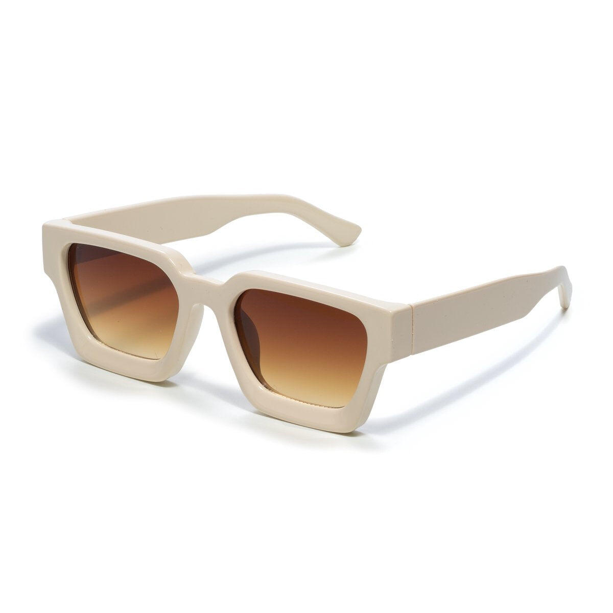 Women's Thick Frame Square Sunglasses  - Beige with brown lenses