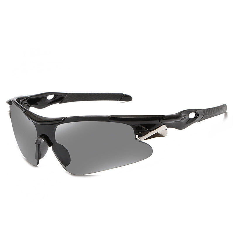 2-PCS Black frame with Grey Lens Men's Sports Cycling Sunglasses