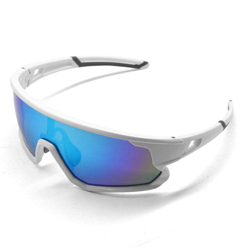 Outdoor Cycling Sports Sunglasses - White Frame White Ice Blue Lens