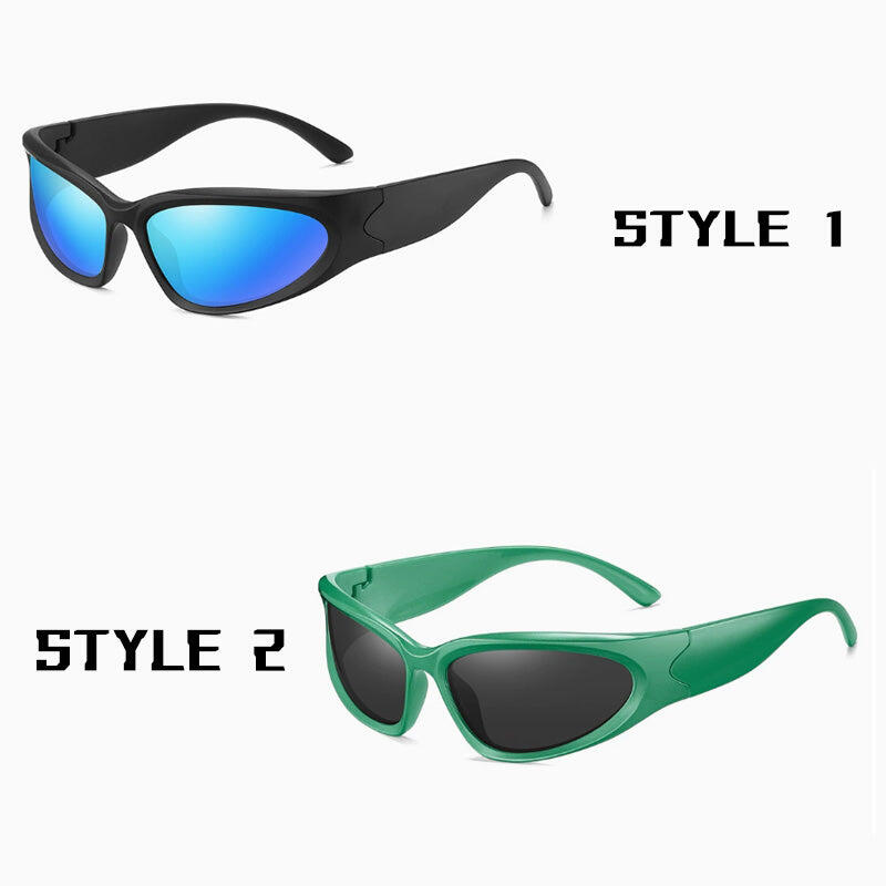 2 Pack Black and Green Small Frame Sports Sunglasses for Men