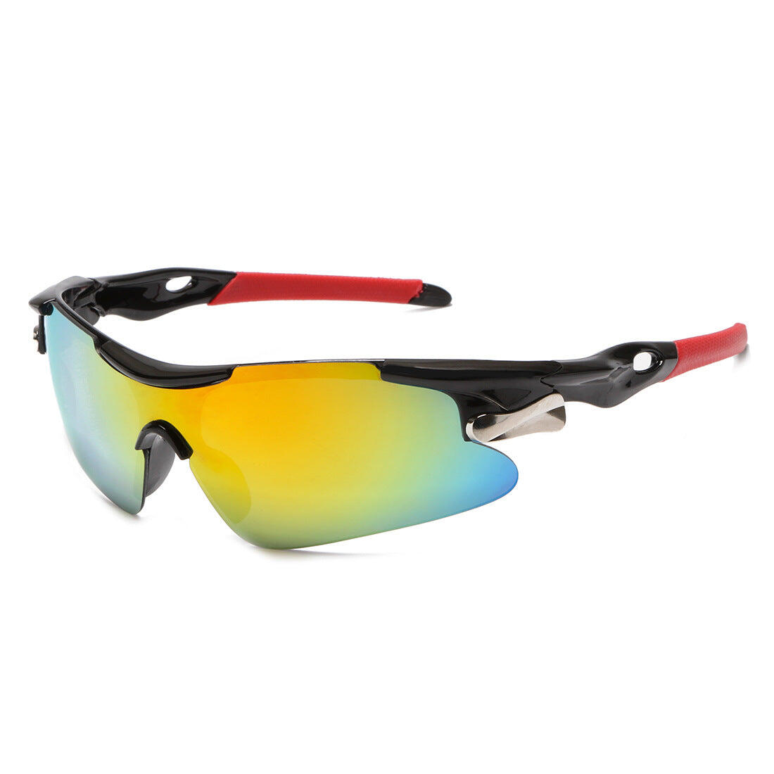 2-PCS Black frame with Red Mercury Men's Sports Cycling Sunglasses