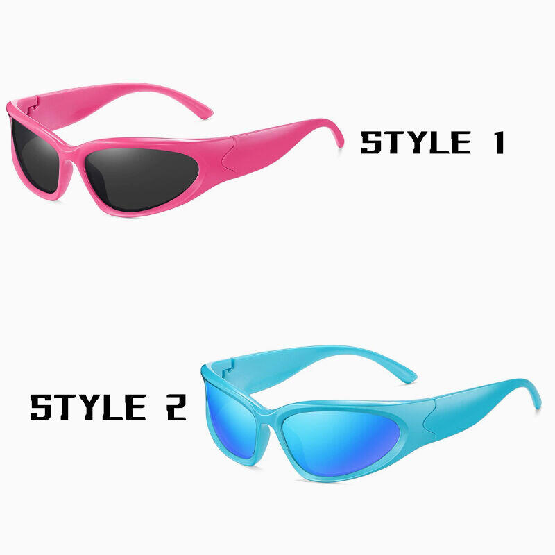 2 Pack Pink and Blue Small Frame Sports Sunglasses for Men