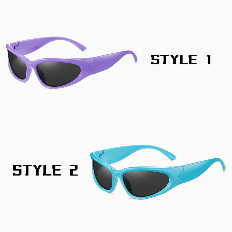 2 Pack Purple and Blue Small Frame Sports Sunglasses for Men