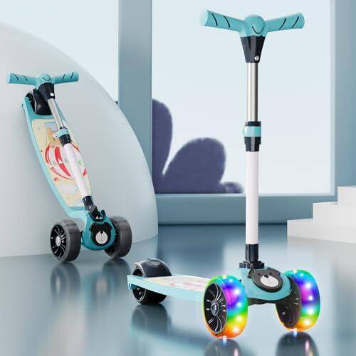Lifelong Scooter for Kids 3+ Years - Foldable with PVC Wheels & Adjustable Height - Kick Scooter Capacity 50kg- for 3+ Year Old boy & Girl - Skate Scooter (Blue/White) -  1