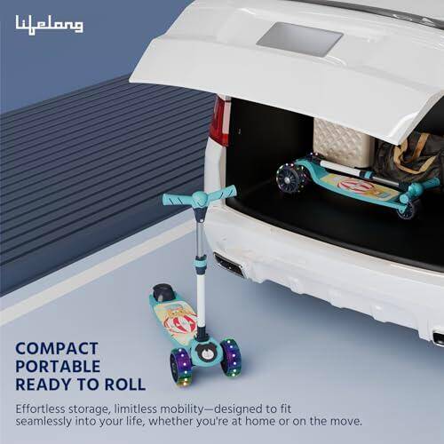 Lifelong Scooter for Kids 3+ Years - Foldable with PVC Wheels & Adjustable Height - Kick Scooter Capacity 50kg- for 3+ Year Old boy & Girl - Skate Scooter (Blue/White) -  2