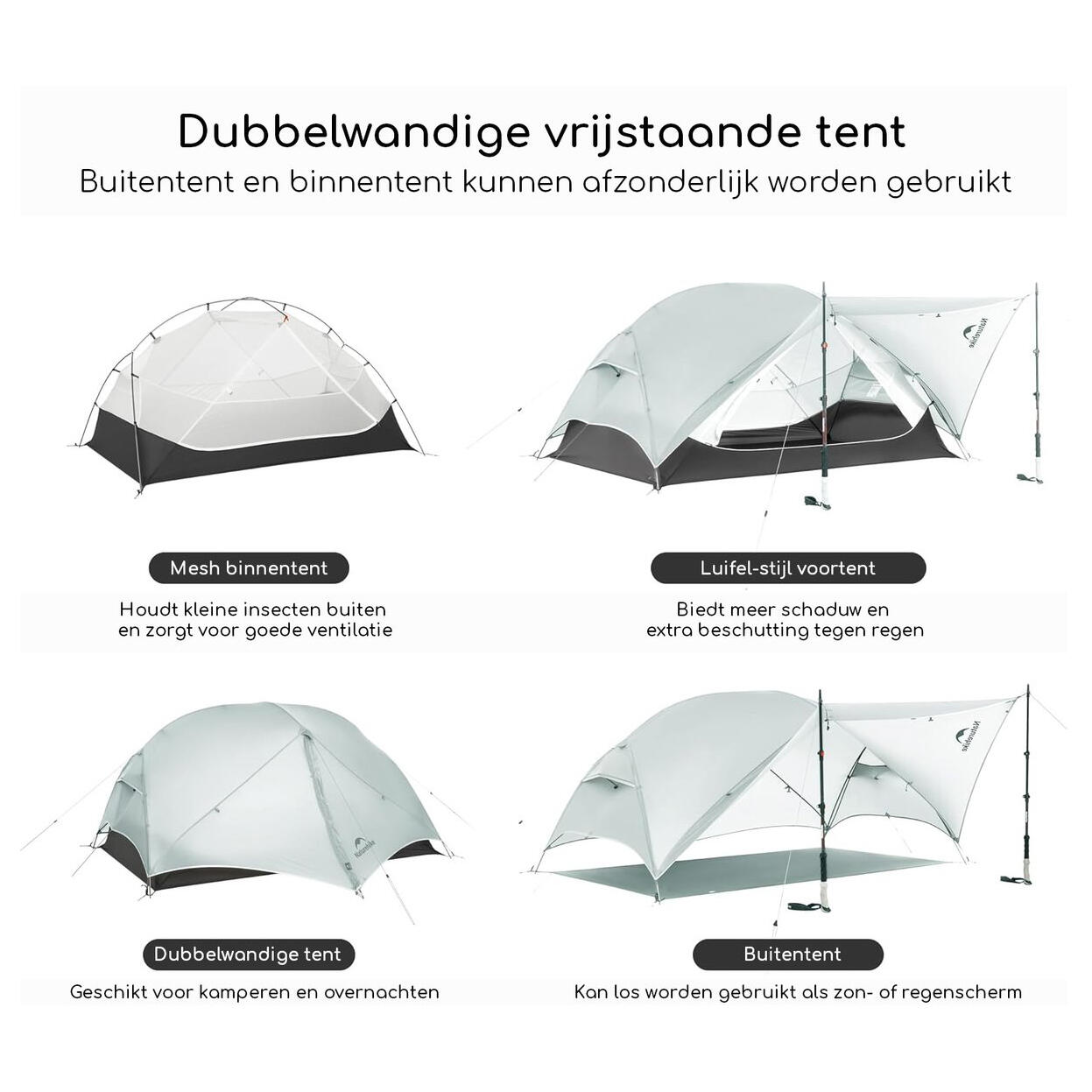 Naturehike Mongar UL 2 – Ultraleichtes 2-Personen-Zelt - Steingrau 5/7
