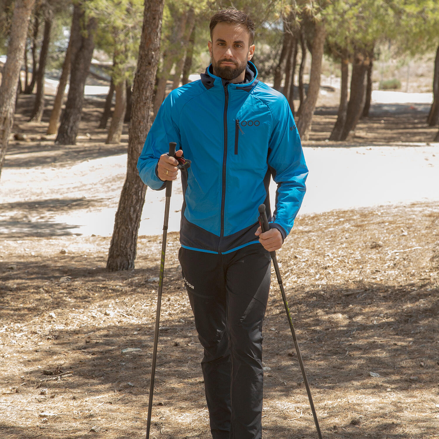 Veste ECOActive Light Insulated Hybrid Jacket with cap marque ECOON - Bleu cl… 5/7