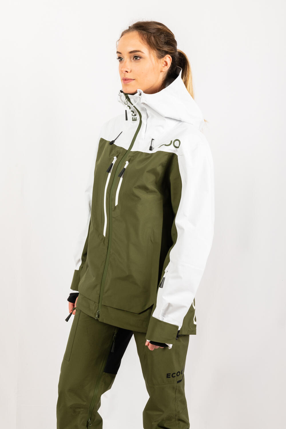 Veste ECOExplorer Jacket Femme marque ECOON - Kaki / Blanc 4/7