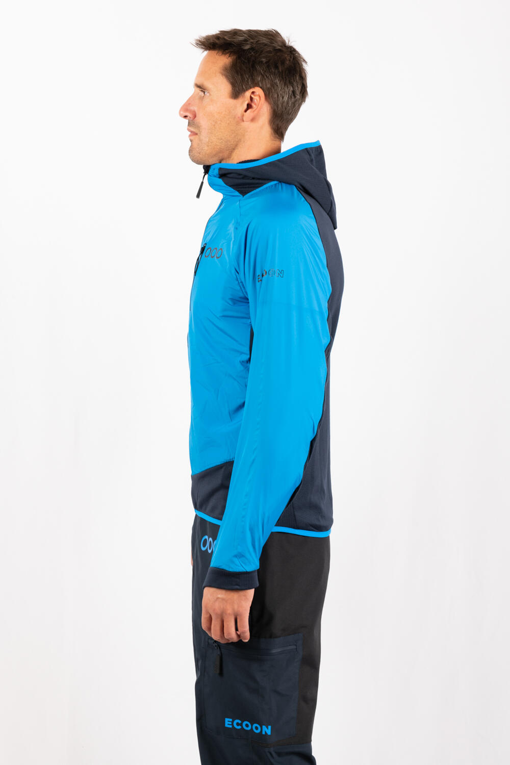 Veste ECOActive Light Insulated Hybrid Jacket with cap marque ECOON - Bleu cl… 4/7