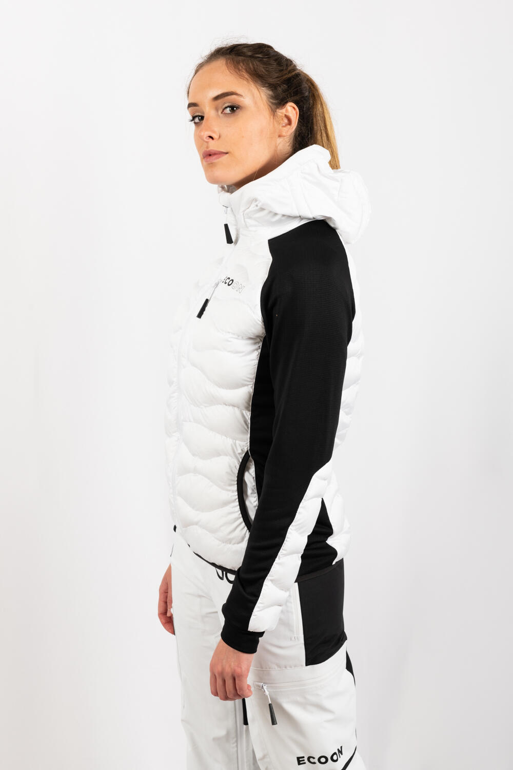 Veste ECOActive Hybrid Insulated Jacket with cap Femme marque ECOON - Blanc… 6/7