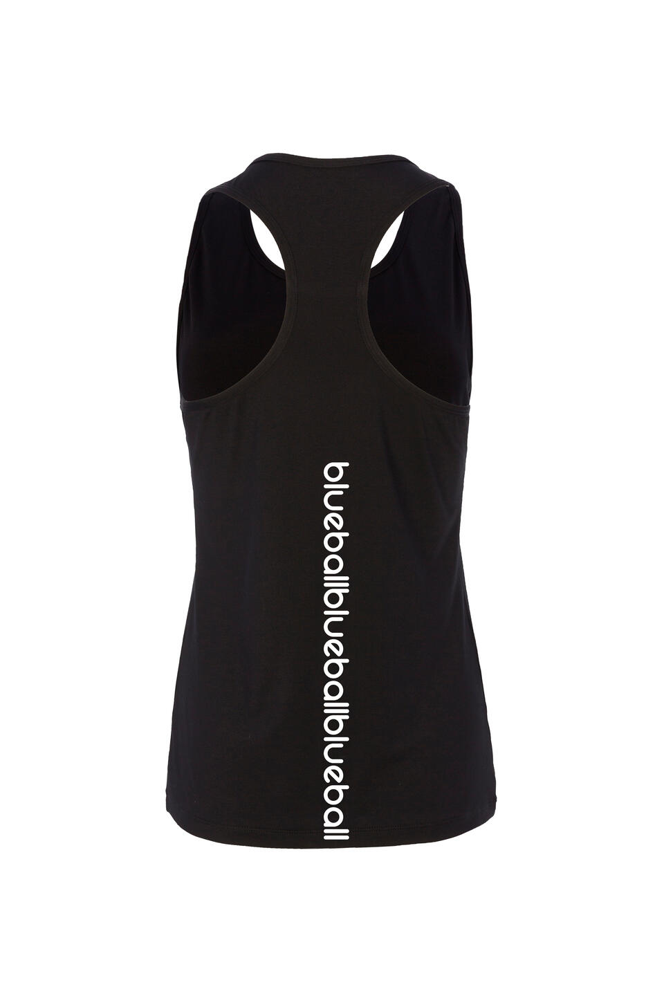 T-SHIRT RUNNING FEMME SANS MANGAS BlueBall EN NOIR AVEC LOGO BLANC 3/4