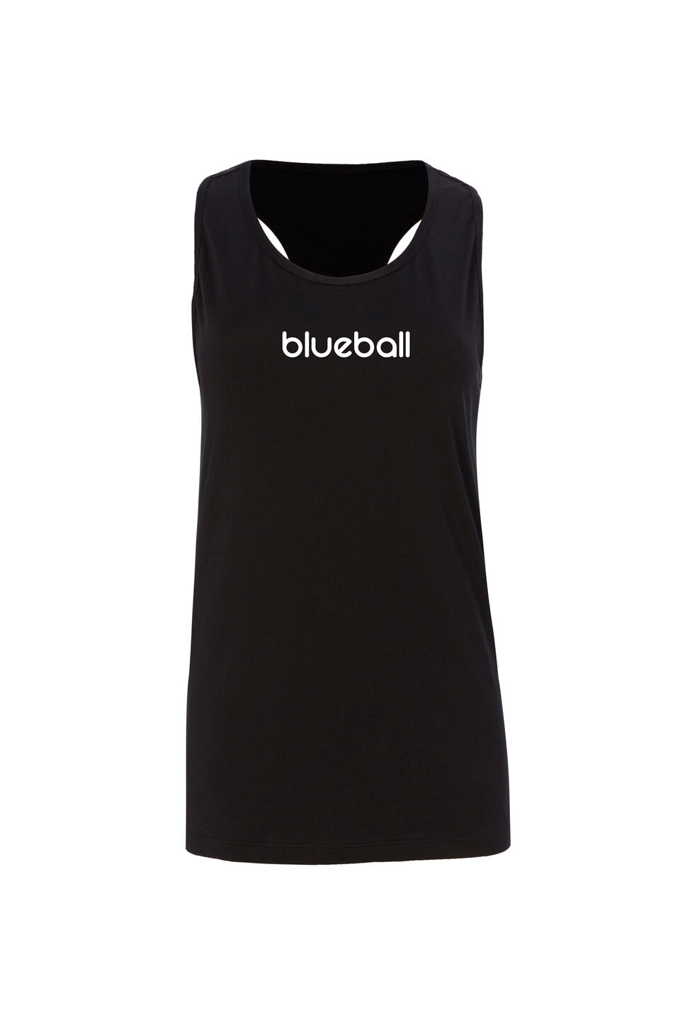 T-SHIRT RUNNING FEMME SANS MANGAS BlueBall EN NOIR AVEC LOGO BLANC 4/4