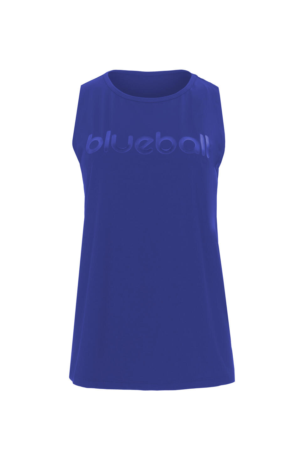 CAMISETA RUNNING SLIM MUJER SIN MANGAS BLUEBALL EN AZUL CON LOGO AZUL 2/2