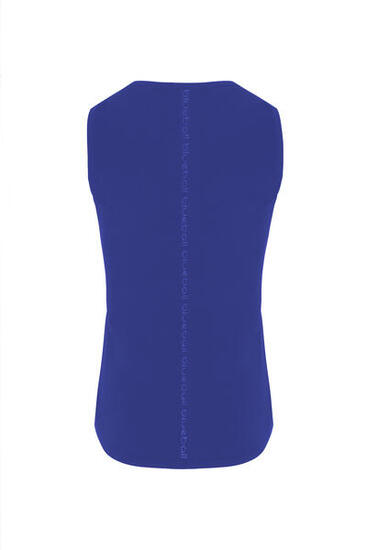 T-SHIRT RUNNING SLIM FEMME SANS MANGAS BlueBall EN BLEU AVEC LOGO BLEU