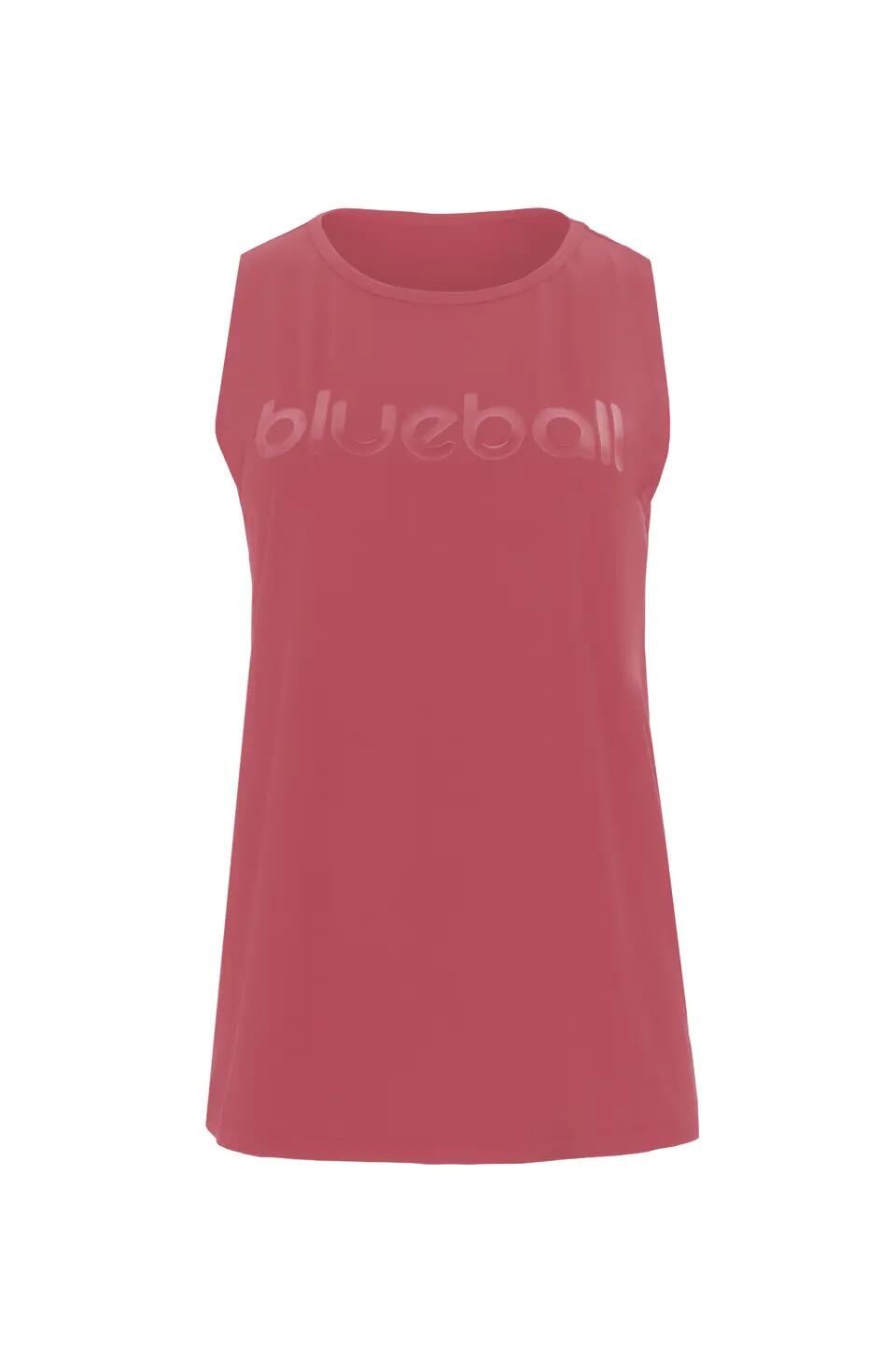 T-SHIRT RUNNING SLIM FEMME SANS MANGAS BlueBall EN ROSA AVEC LOGO BLANC 2/2