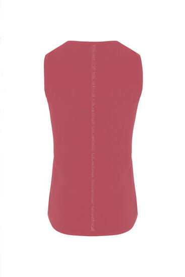 T-SHIRT RUNNING SLIM FEMME SANS MANGAS BlueBall EN ROSA AVEC LOGO BLANC