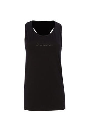 T-SHIRT RUNNING FEMME SANS MANGAS BlueBall EN NOIR AVEC LOGO BLANC