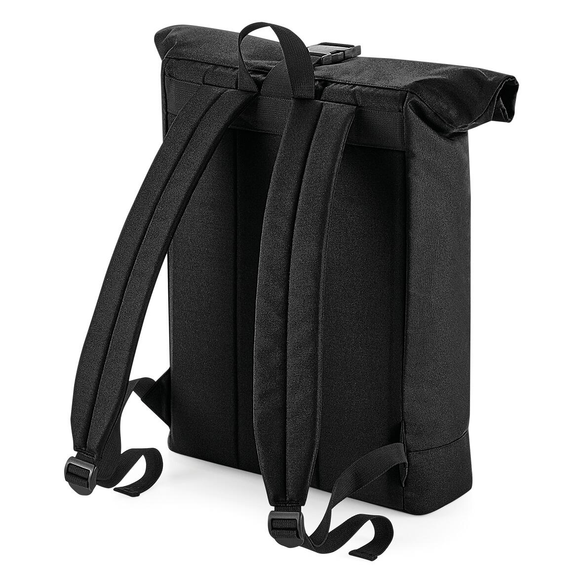 BagBase® Rolltop-Rucksack aus recyceltem Polyester, Schwarz, Einheitsgröße 2/4
