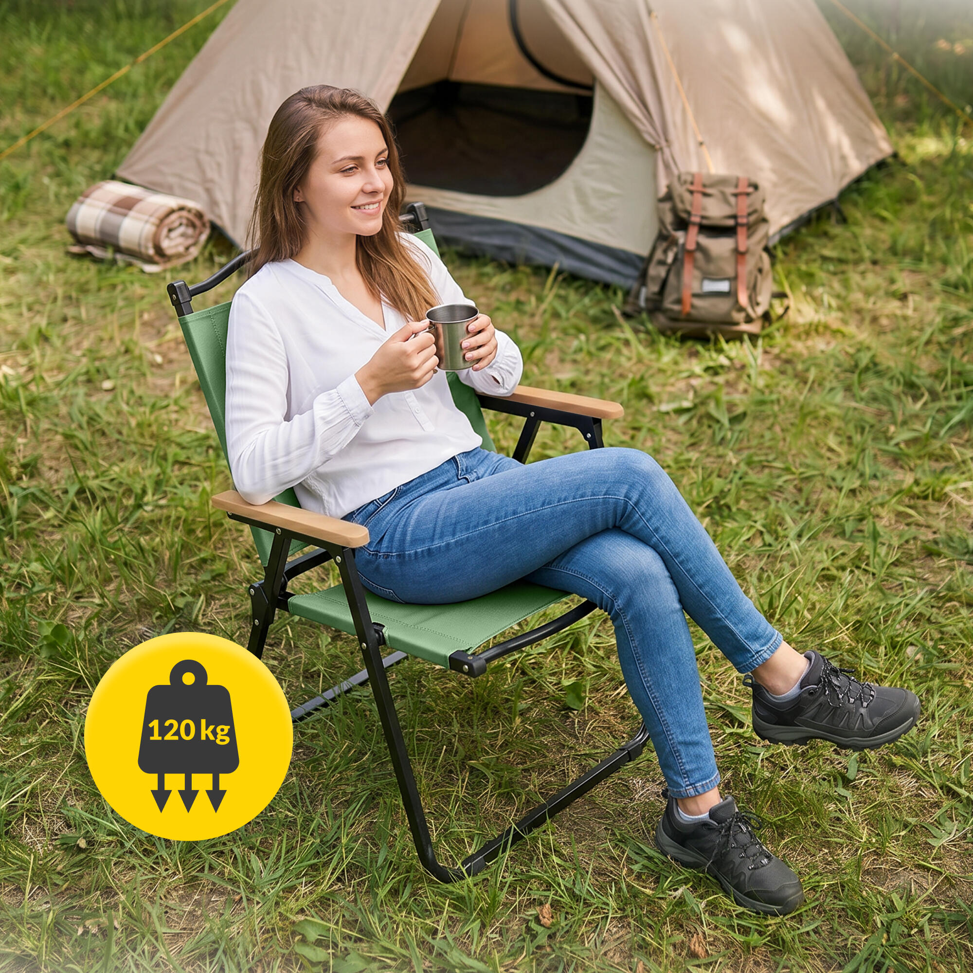 Campingstuhl Klappbar Faltstuhl Outdoor Angelstuhl Picknick MOUNTAIN GOAT 3/7