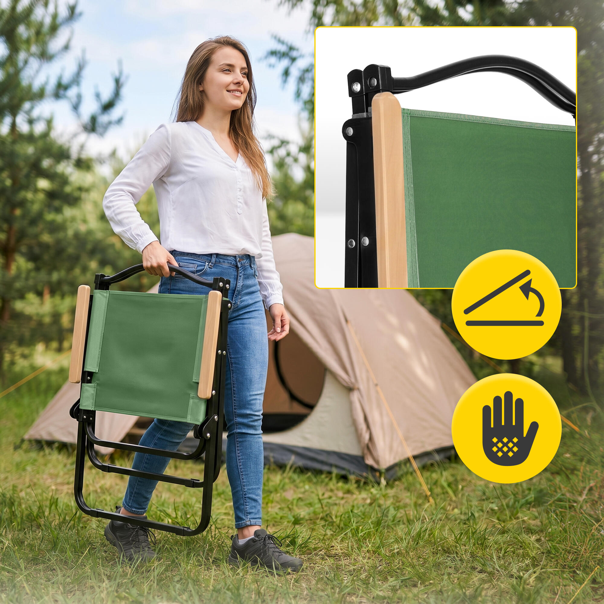 Campingstuhl Klappbar Faltstuhl Outdoor Angelstuhl Picknick MOUNTAIN GOAT 4/7