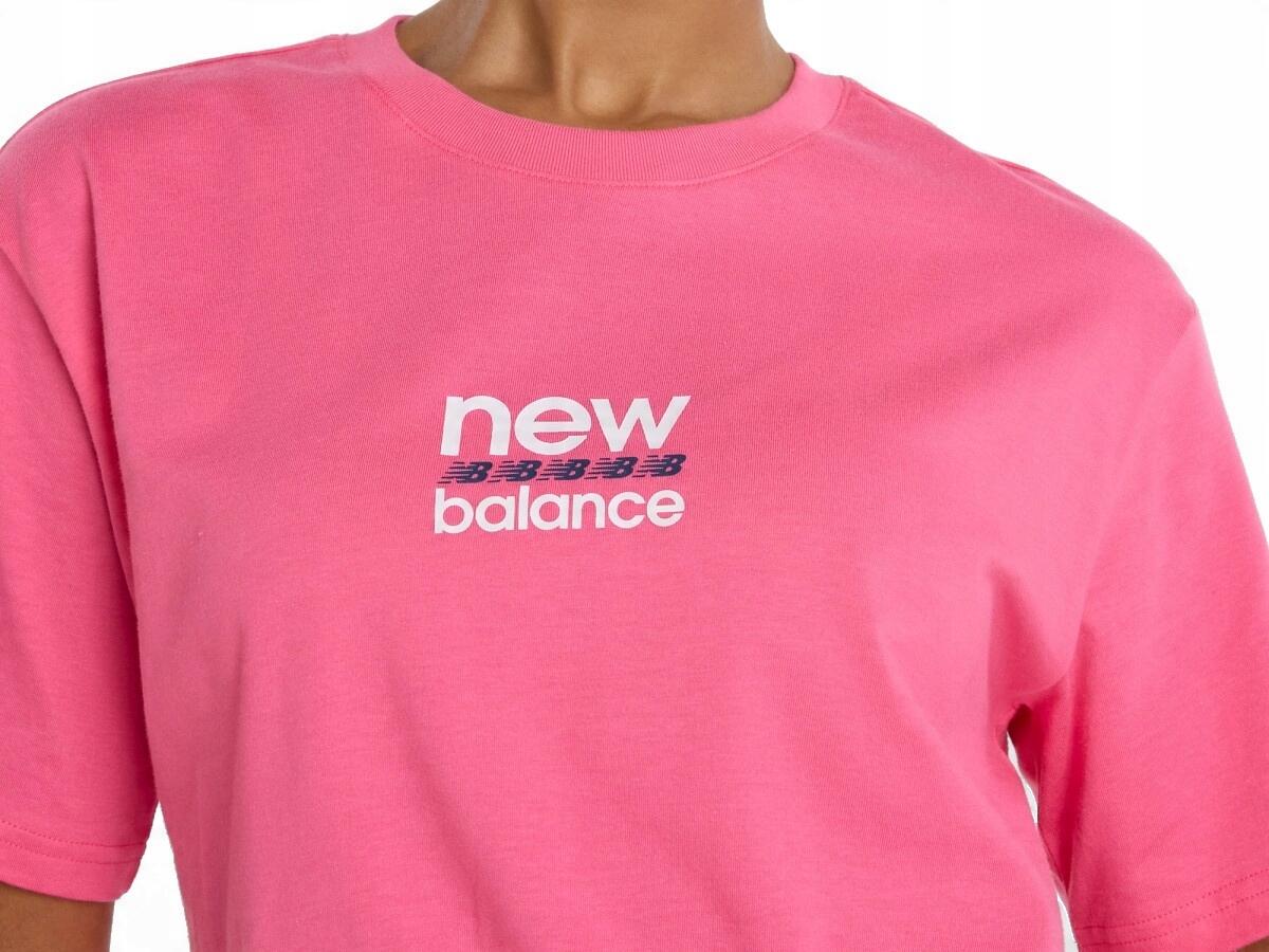 T-shirt sportiva da donna NEW BALANCE in cotone rosa 4/4