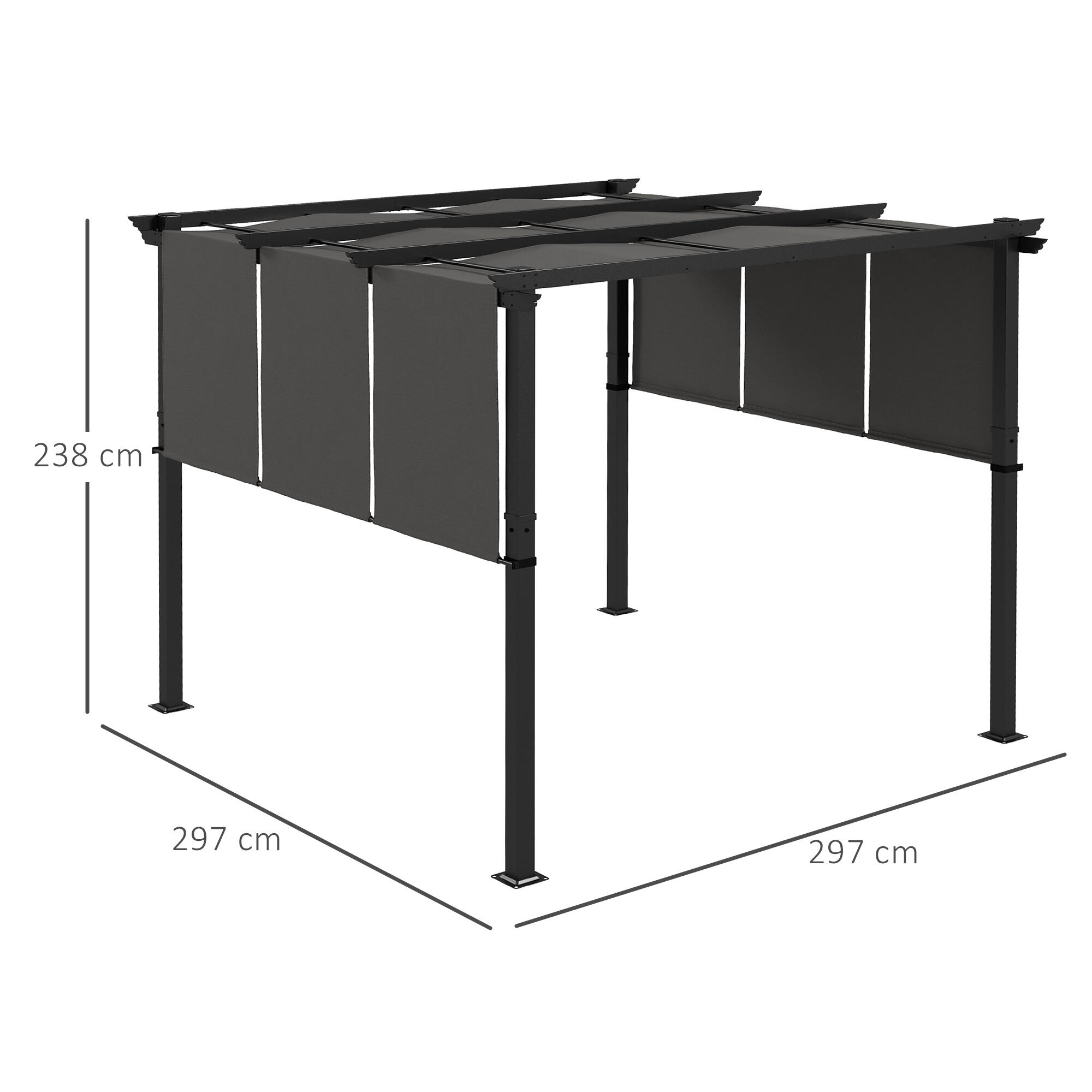 Pérgola de jardín Outsunny 297x297x238 cm Gris Oscuro 3/5