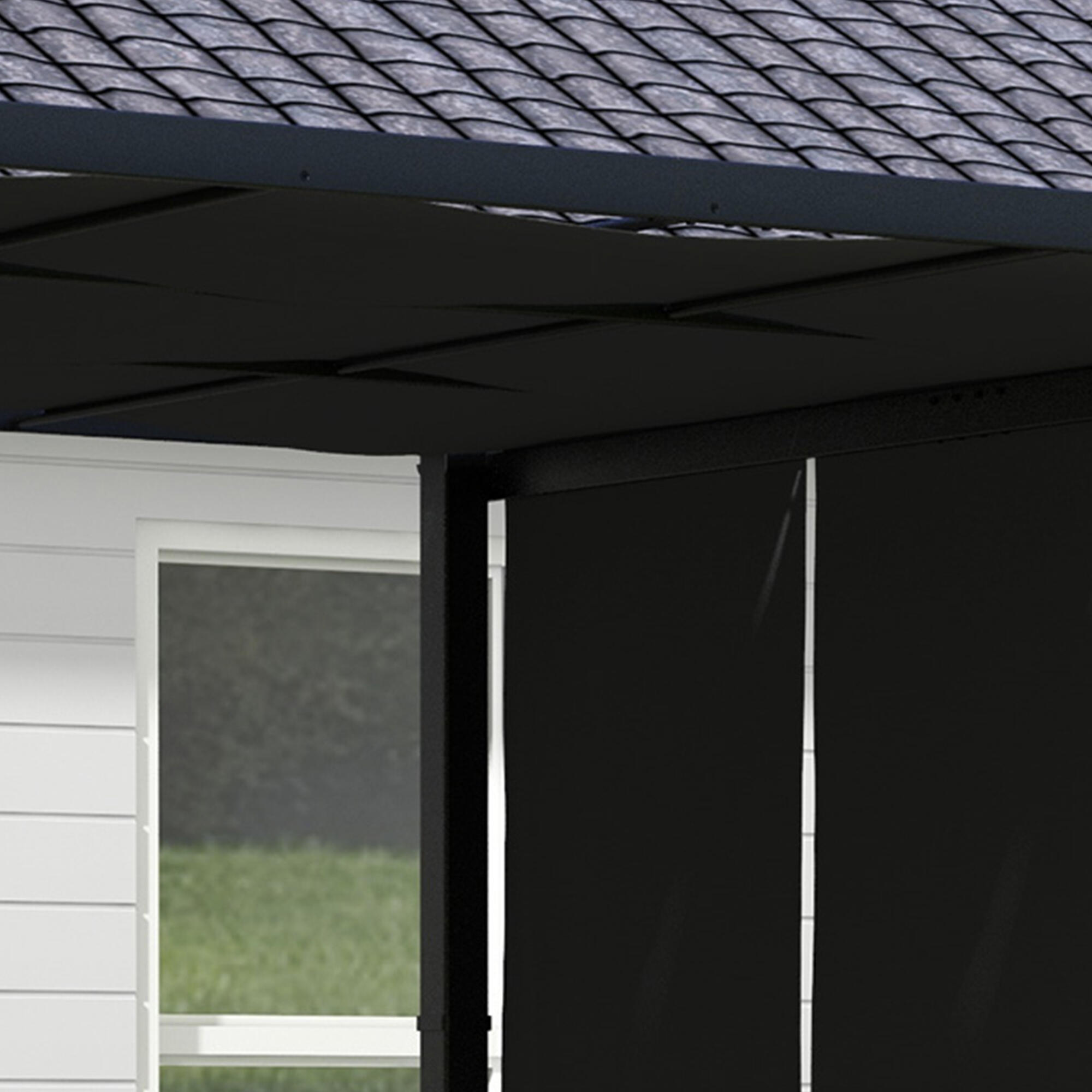 Pérgola de jardín Outsunny 297x297x238 cm Gris Oscuro 5/5