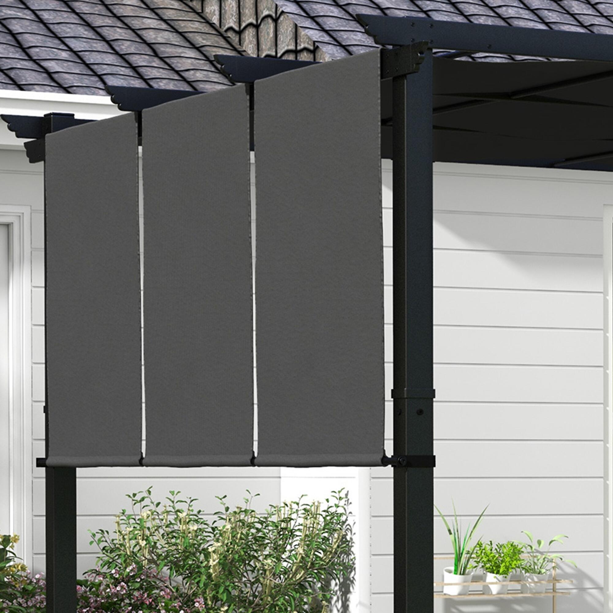 Pérgola de jardín Outsunny 297x297x238 cm Gris Oscuro 4/5