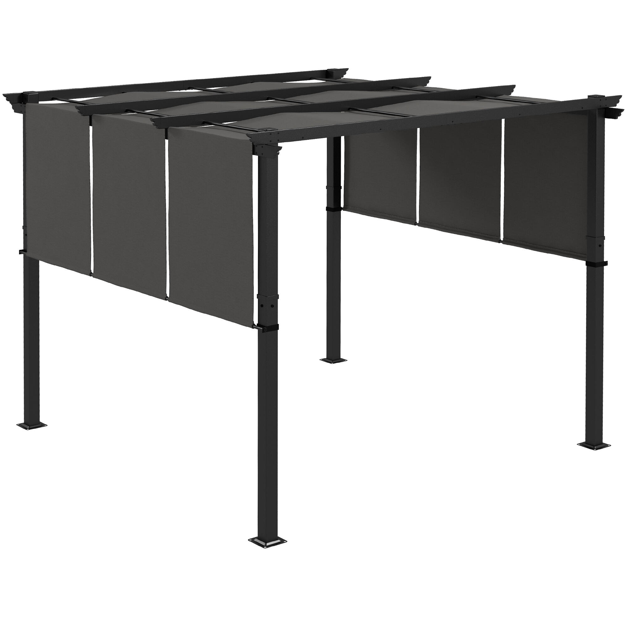 Pérgola de jardín Outsunny 297x297x238 cm Gris Oscuro 1/5