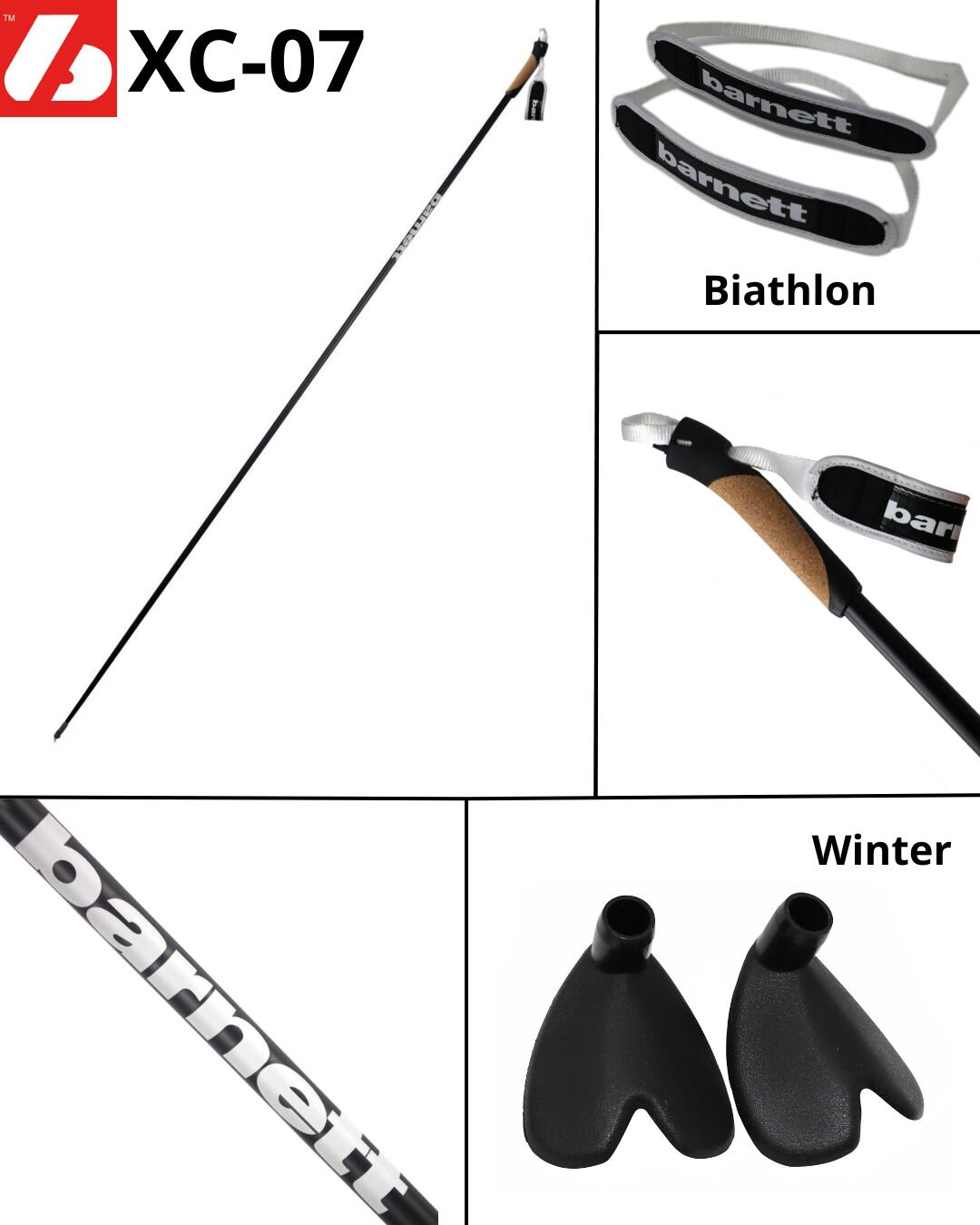 XC-07 Schwarze Profi Carbon Skistöcke für Langlauf und Skiroller 4/6