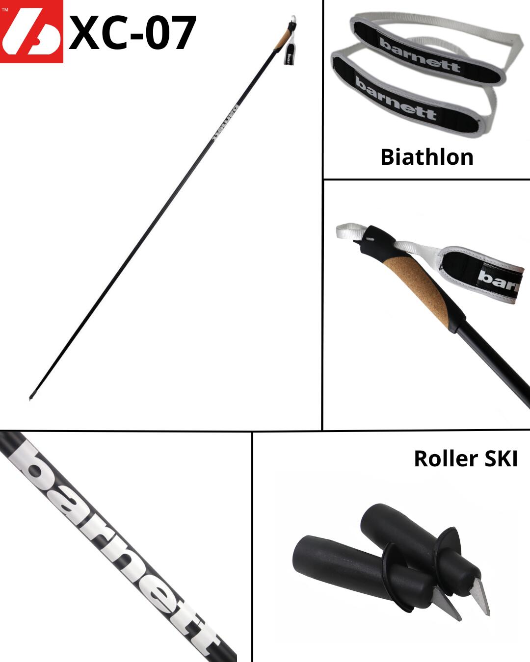 XC-07 Schwarze Profi Carbon Skistöcke für Langlauf und Skiroller 3/6