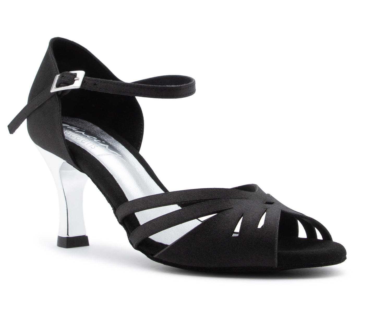 Sparkle Elegance Tanzschuhe in Schwarz Satin - 7.0 cm flare 3/7
