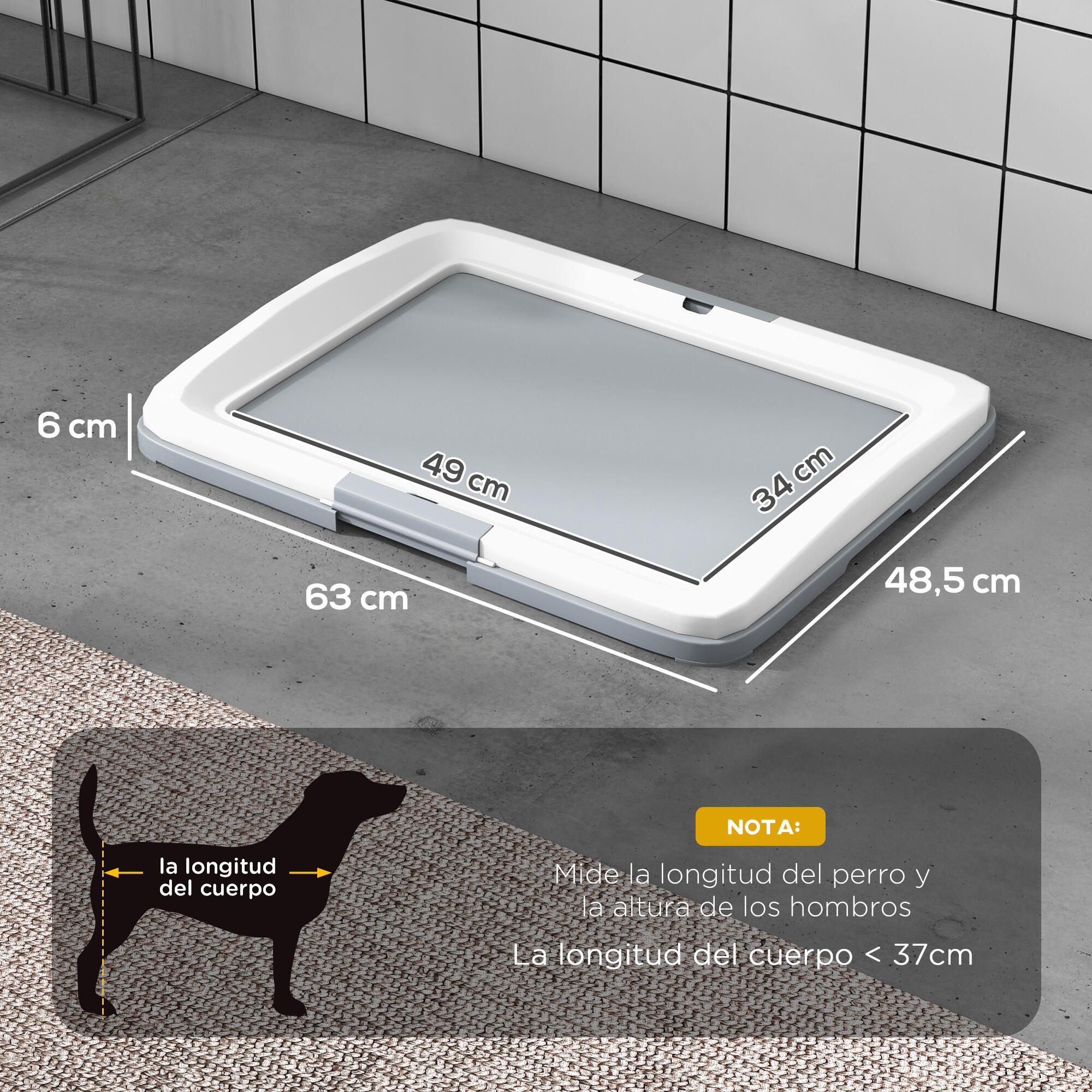 Inodoro para Perros PawHut 63x48.5x6 cm Gris 3/5