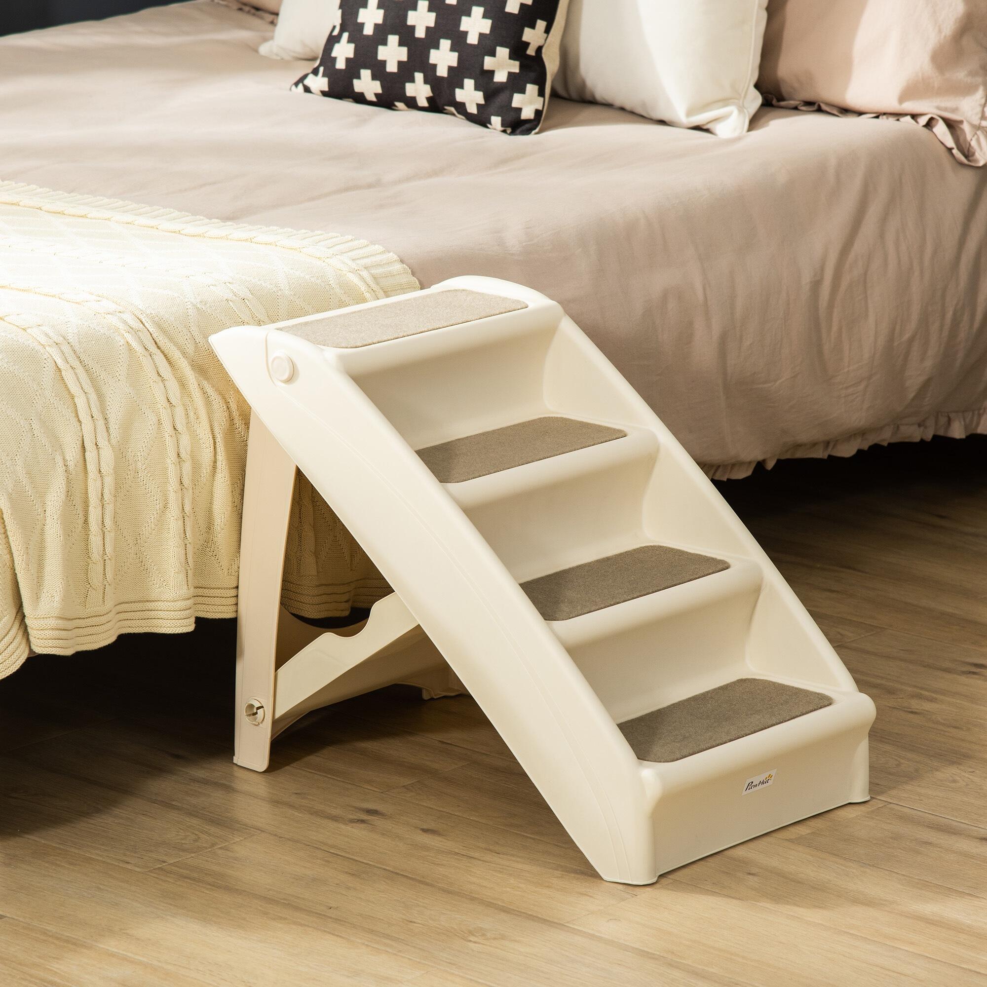 Escalera para Mascotas Plegable PawHut 62x38x49.5 cm Beige 2/5
