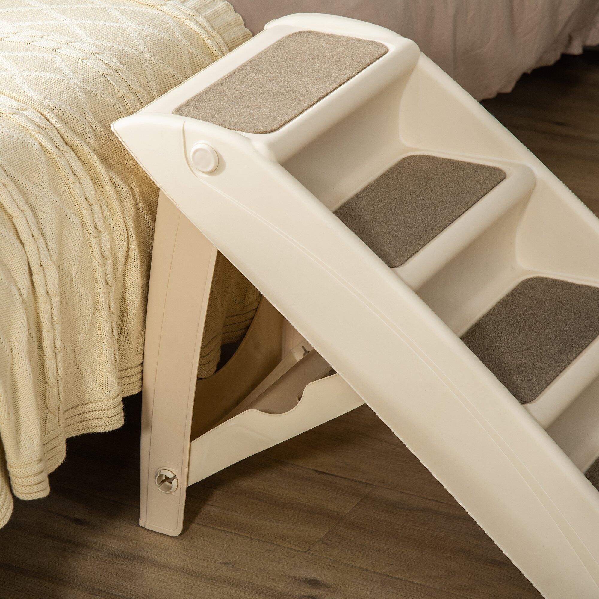Escalera para Mascotas Plegable PawHut 62x38x49.5 cm Beige 5/5