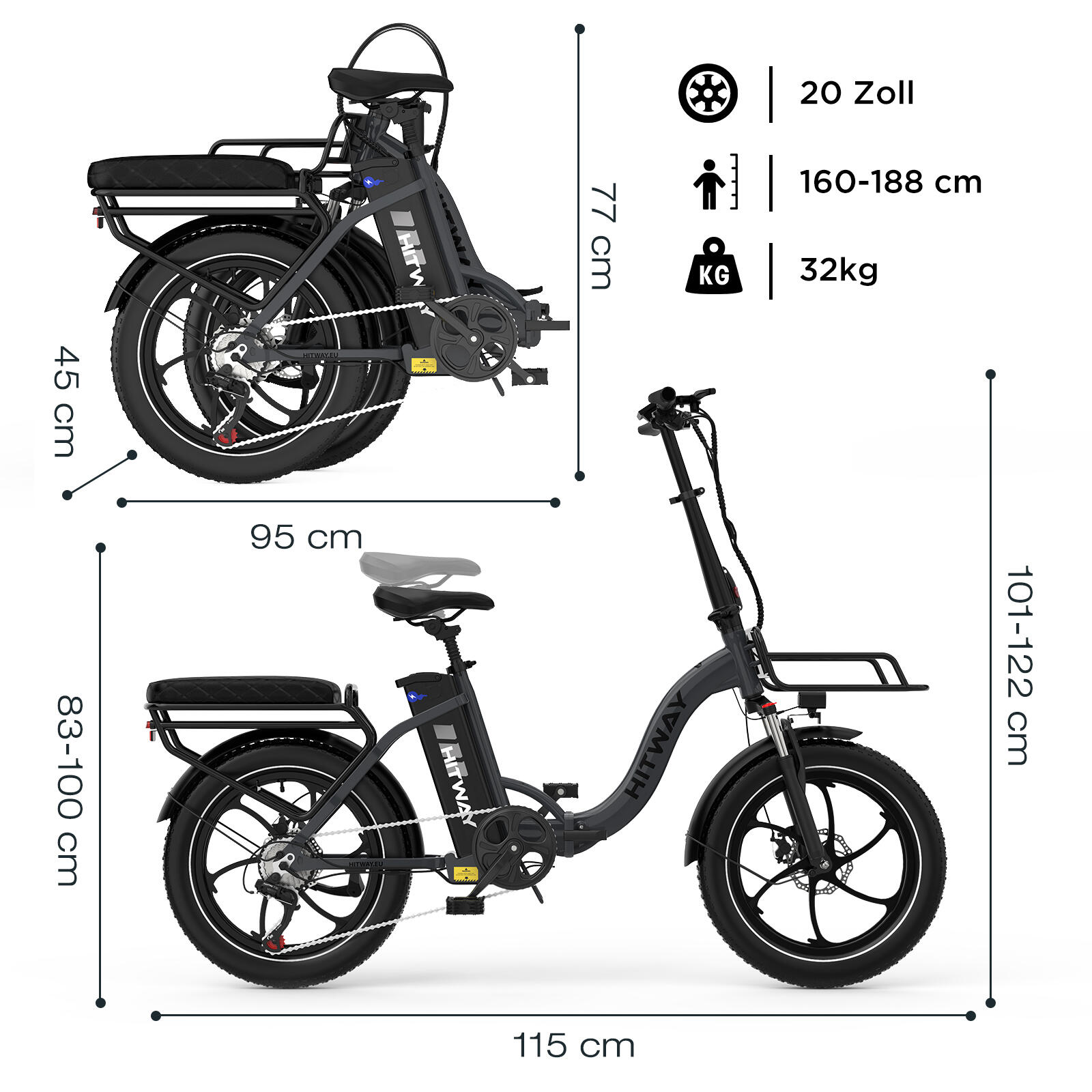 Elektrische vouwfiets fatbike 20*3,0" 150km BK6S 2/7