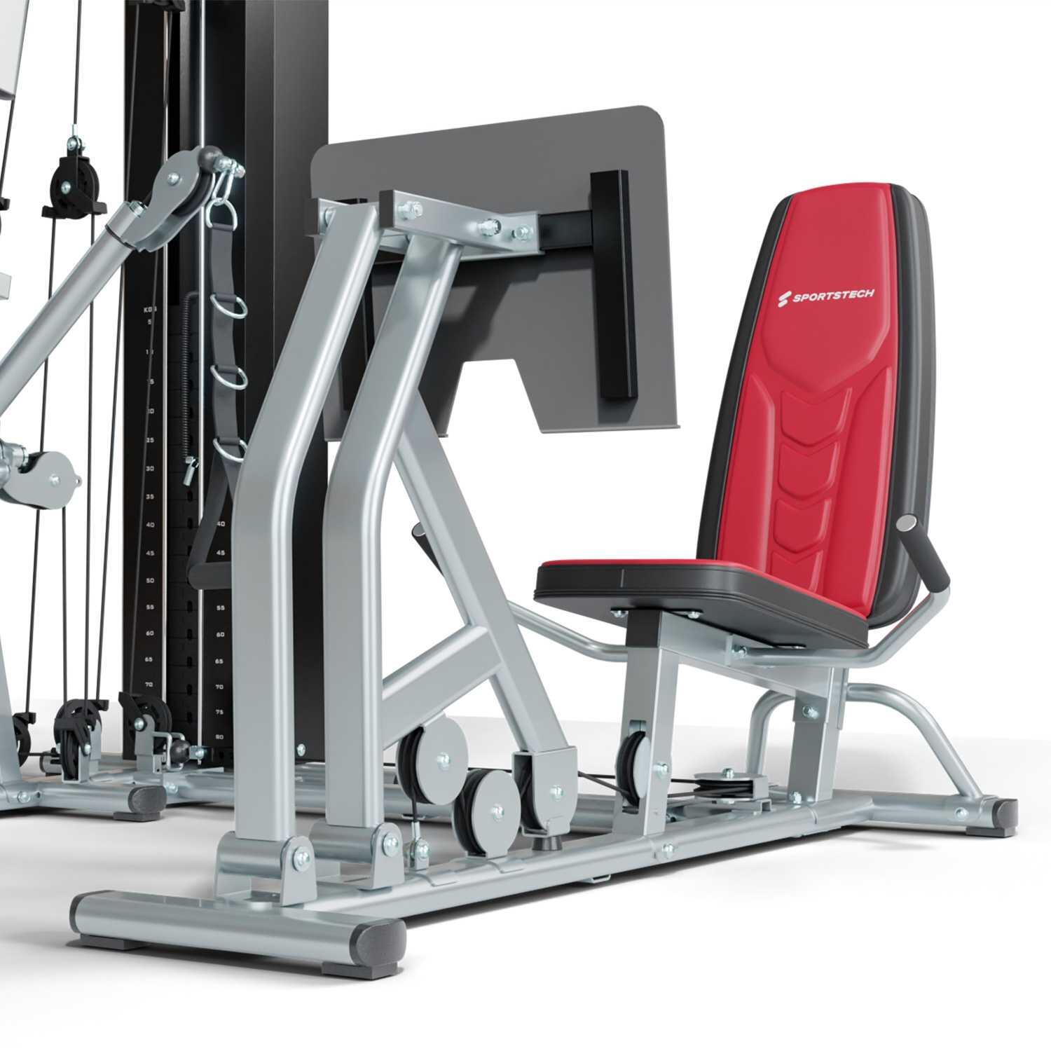 Sportstech Kraftstation HGX300 | 50+ Übungen | Beinpresse | 16 Gewichtsblöcke 6/8