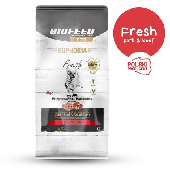 Karma dla psa BIOFEED mini i małe rasy z wieprzowiną i wołowiną 8kg