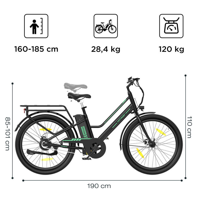 27,5" Bicicletă electrică urbană cadru jos baterie detașabilă 13Ah BK8S APP