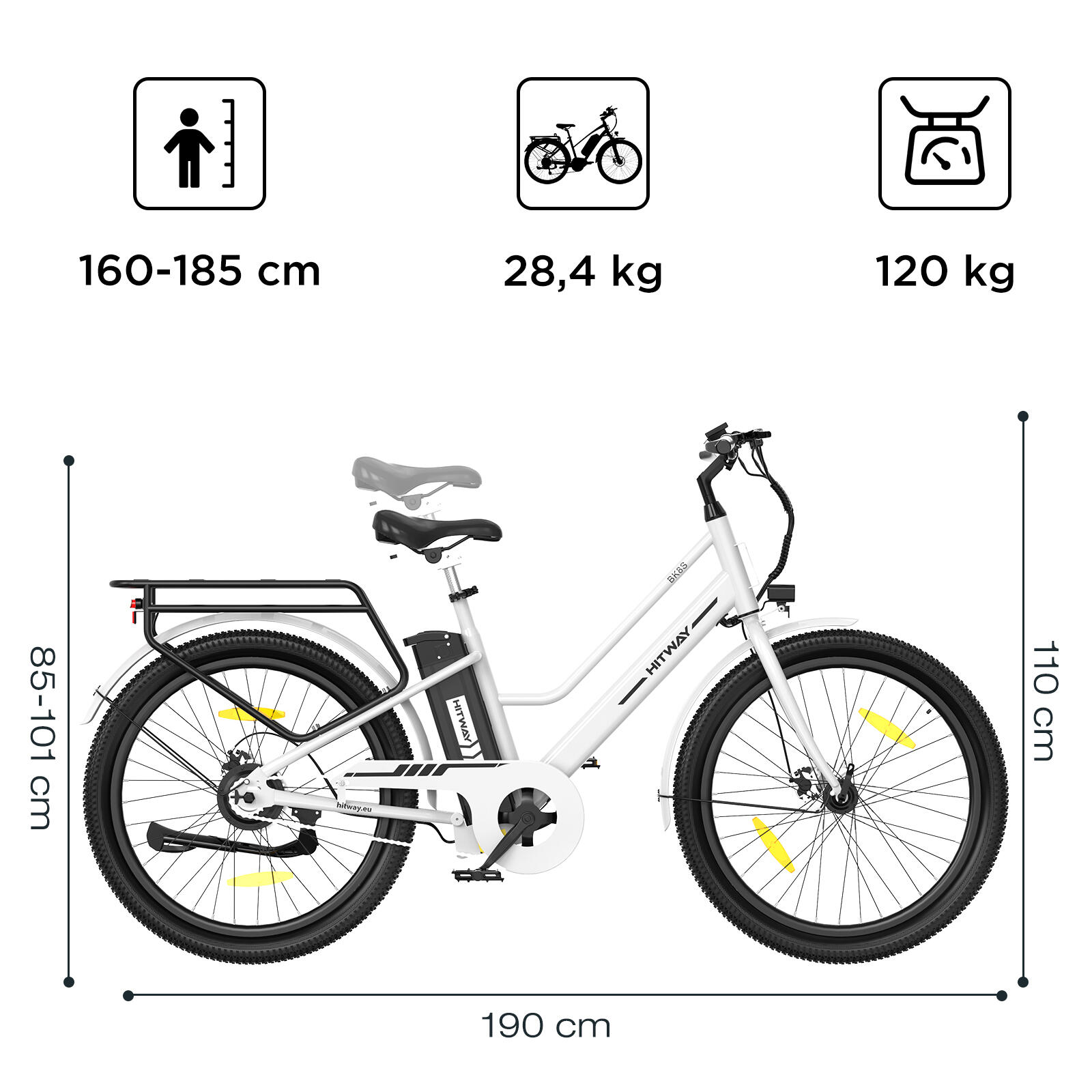 27,5" Bicicleta elétrica urbana quadro baixo bateria removível 13Ah BK8S APP 7/7
