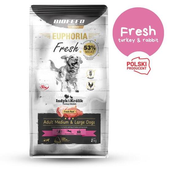 Karma dla psa BIOFEED średnie i duże rasy z indykiem i królikiem 2kg