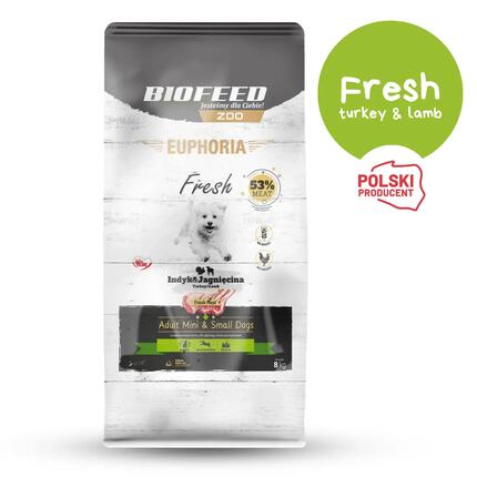 Karma dla psa BIOFEED mini i małe rasy z indykiem i jagnięciną 8kg