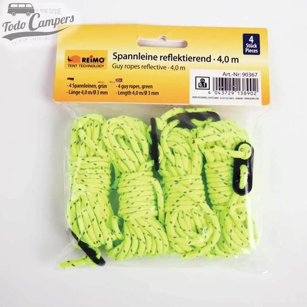 Kit de 4 tensores o vientos fluorescentes de 4 metros - Verde lima 2/3