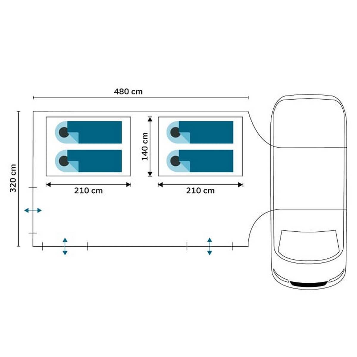 Tenda campeggio per Minivan - Esbjerg Travel 4 Protect - 4 persone - 2x Cabine 7/7