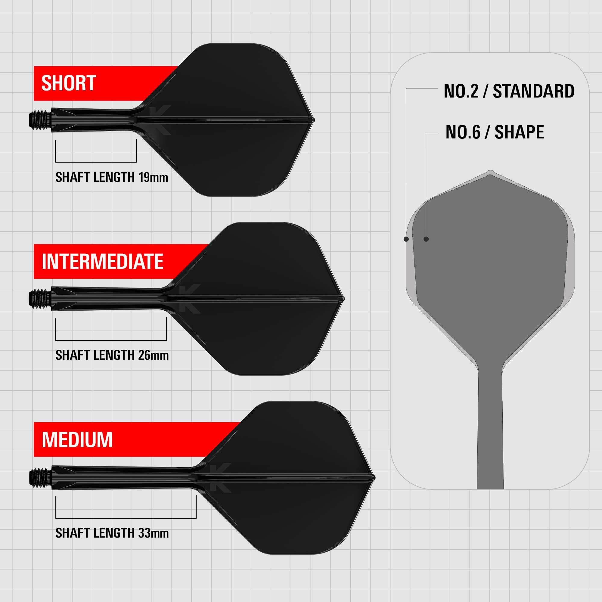 K-Flex geïntegreerde dartflights en shafts No.2 intermediate 26mm 3/7